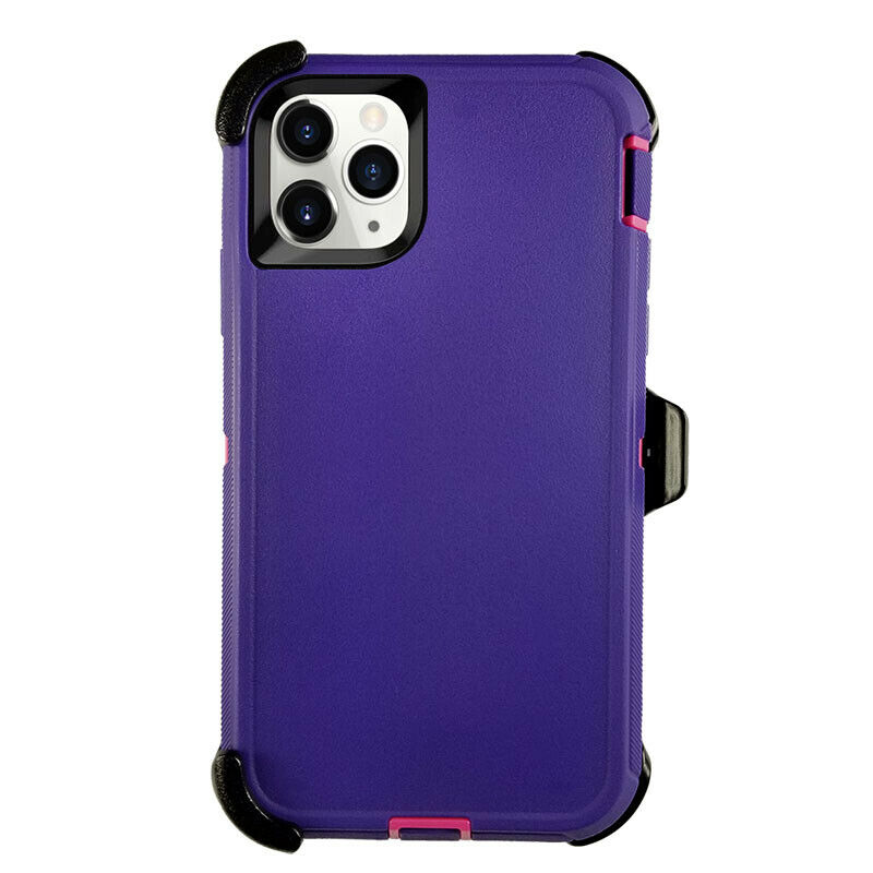Premium Armor Heavy Duty Case with Clip for iPHONE 12 Pro Max 6.7 (Purple Pink)